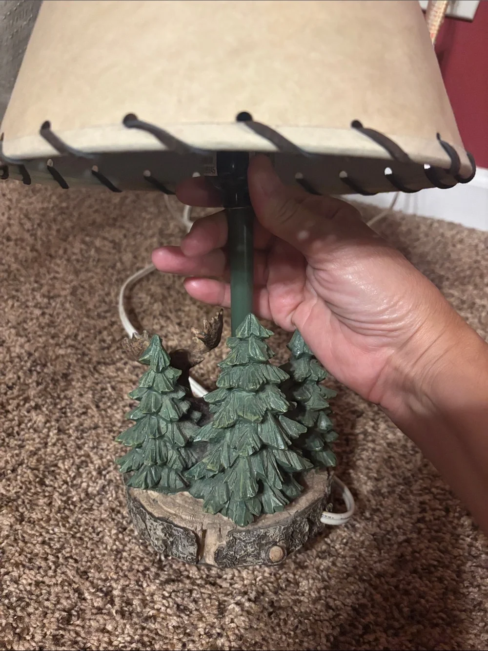 Rustic Moose Table Lamp - Brown and Green Accent